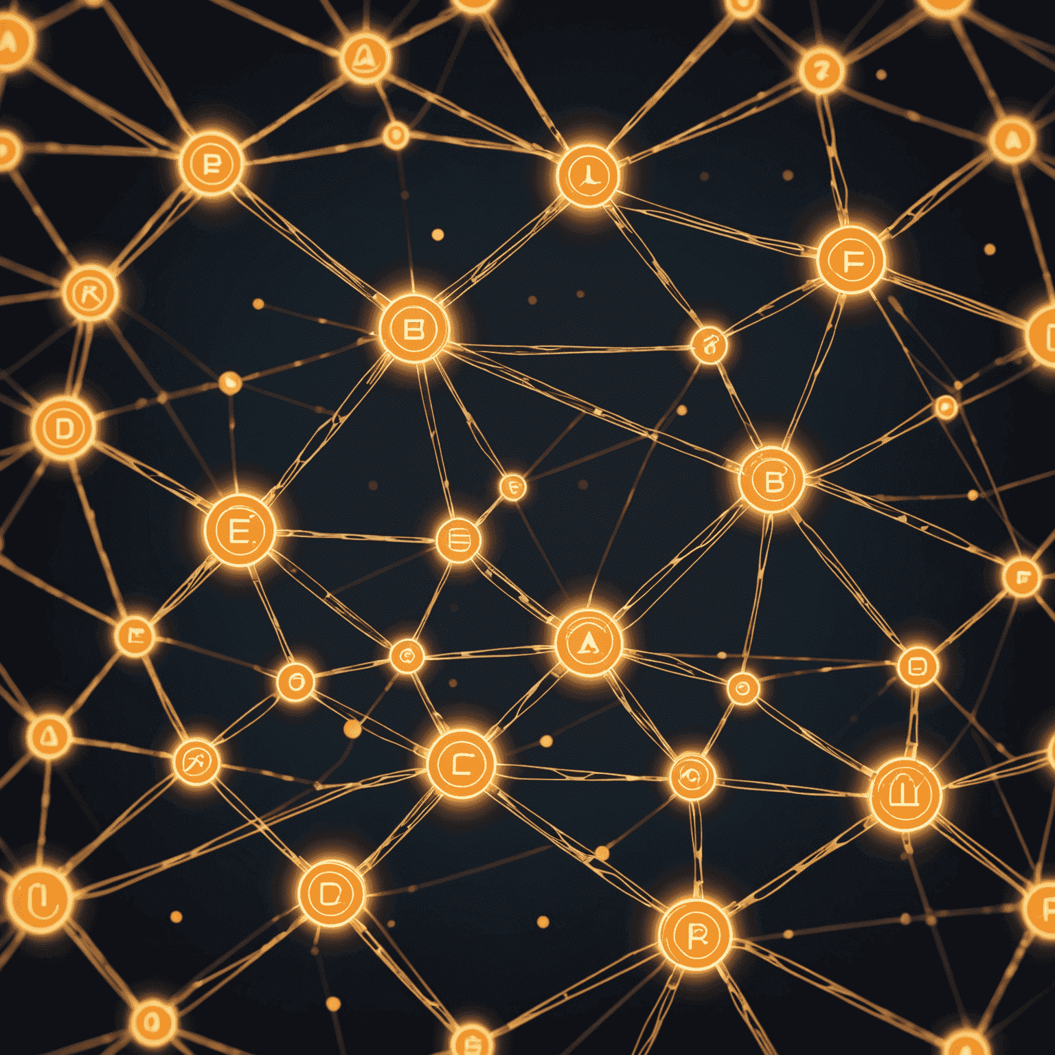 A network of interconnected nodes representing conversational AI, with glowing pathways symbolizing custom development