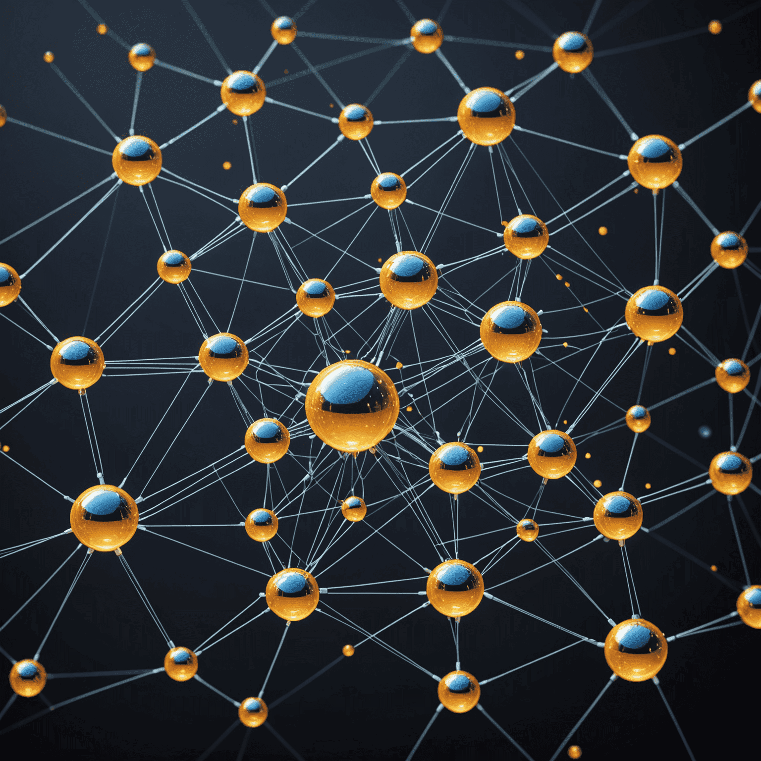Complex network of interconnected AI support systems with data flowing between nodes